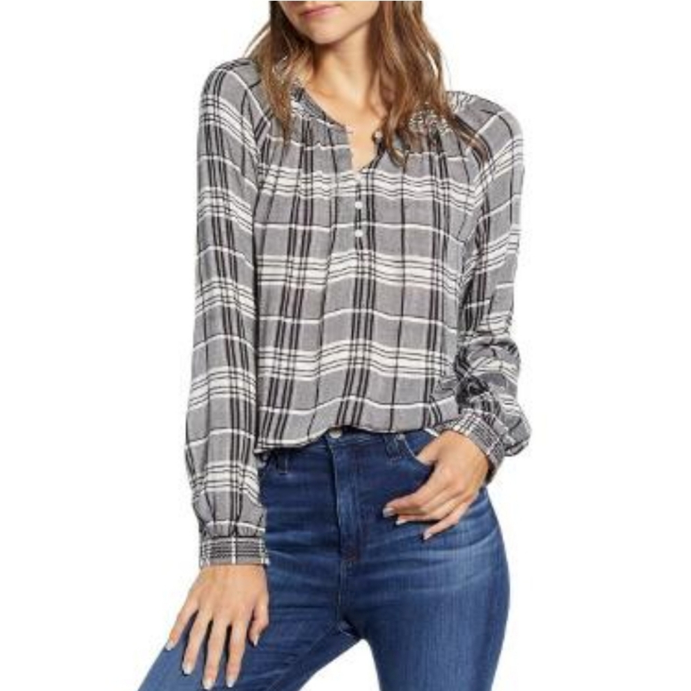 Lucky Brand Jessica Plaid Top
